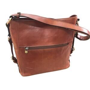Banuce Vintage Full Grain Italian Leather Hobo Handbag Camel Cognac Purse